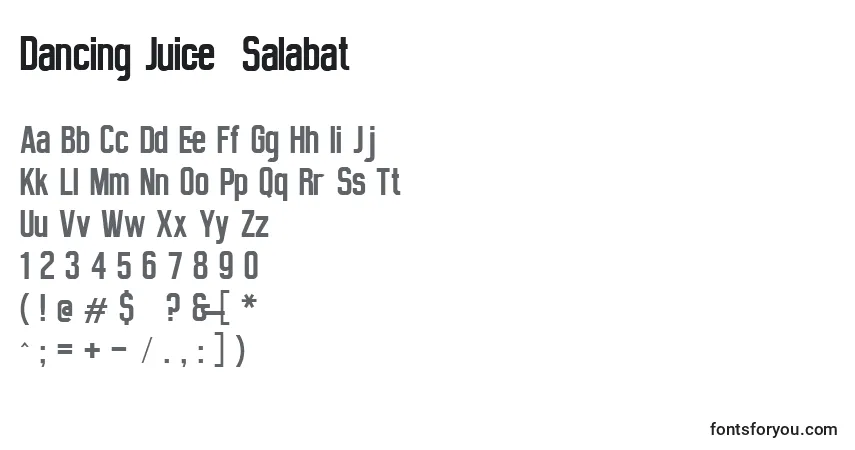 Czcionka Dancing Juice  Salabat – alfabet, cyfry, specjalne znaki