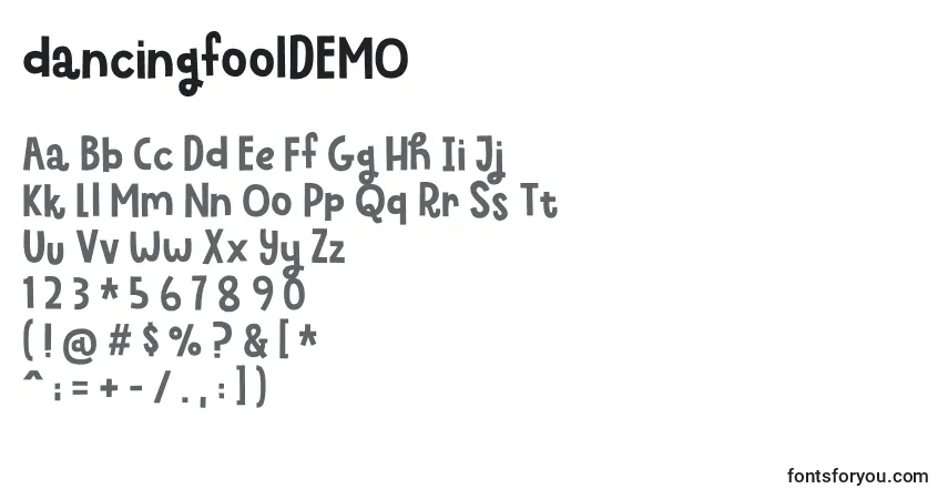 Шрифт DancingfoolDEMO – алфавит, цифры, специальные символы