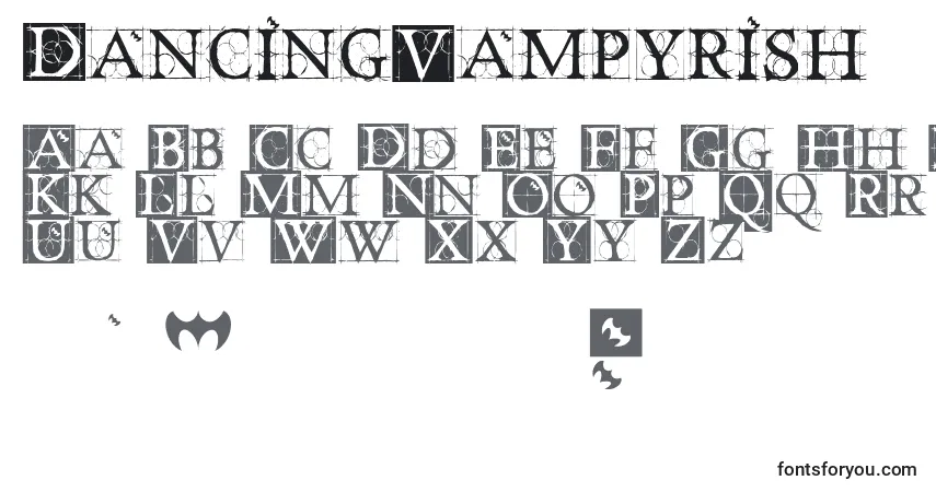 Schriftart DancingVampyrish (124454) – Alphabet, Zahlen, spezielle Symbole