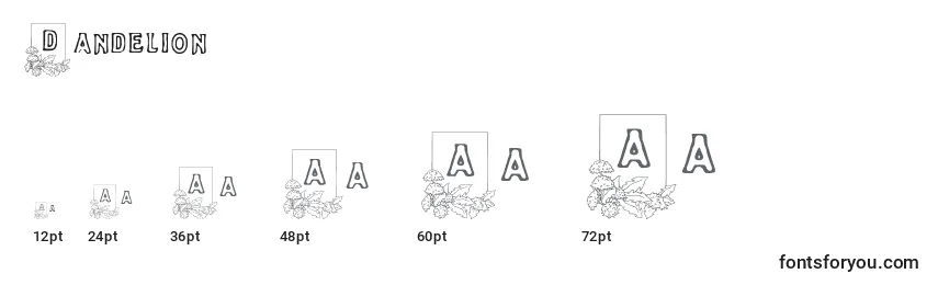 Größen der Schriftart Dandelion (124455)