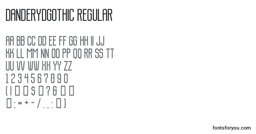 Czcionka DanderydGothic Regular – alfabet, cyfry, specjalne znaki
