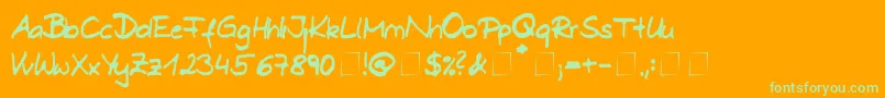 Dani-Schriftart – Grüne Schriften auf orangefarbenem Hintergrund