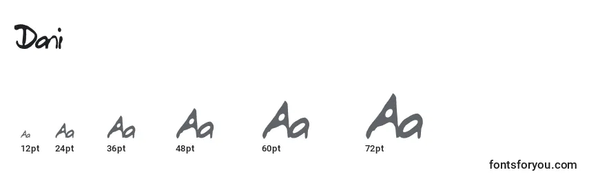 Размеры шрифта Dani (124457)