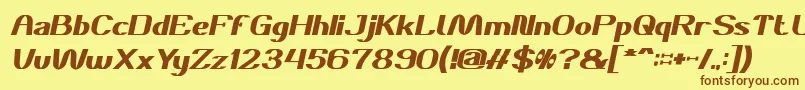 Fonte DANIEL Bold Italic – fontes marrons em um fundo amarelo