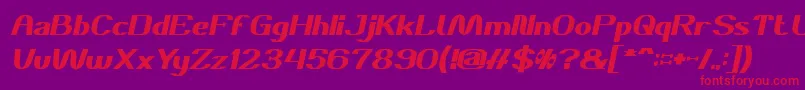 Fonte DANIEL Bold Italic – fontes vermelhas em um fundo violeta