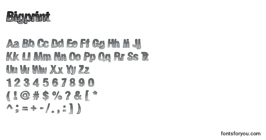 Schriftart Bigprint – Alphabet, Zahlen, spezielle Symbole