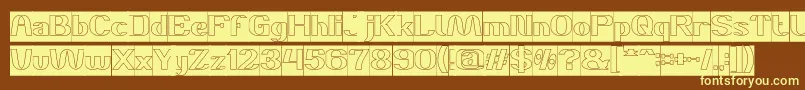 DANIEL Hollow Inverse-fontti – keltaiset fontit ruskealla taustalla