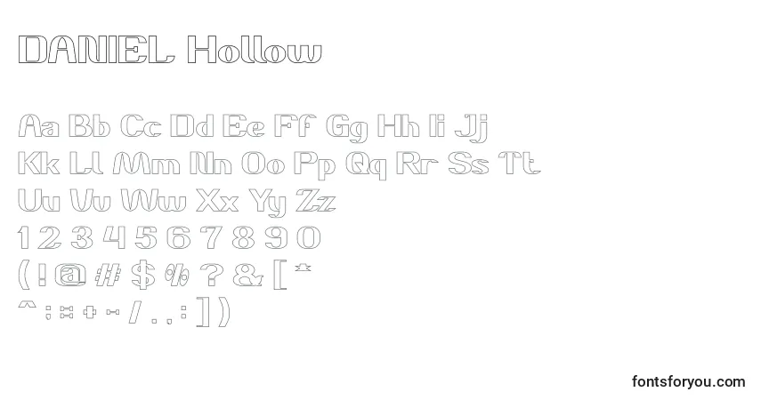 Fuente DANIEL Hollow - alfabeto, números, caracteres especiales