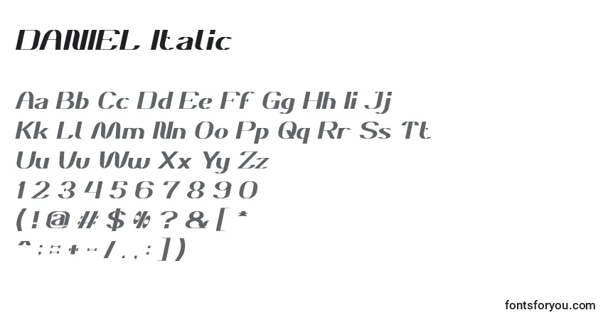 DANIEL Italic Font – alphabet, numbers, special characters