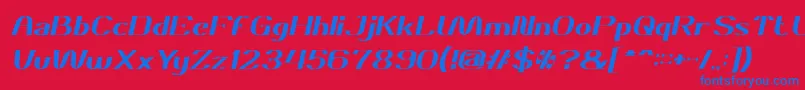 Czcionka DANIEL Italic – niebieskie czcionki na czerwonym tle