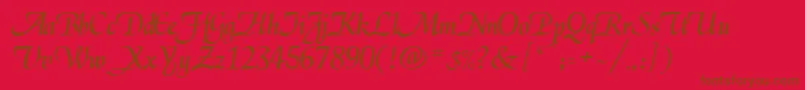 Daniela-Schriftart – Braune Schriften auf rotem Hintergrund