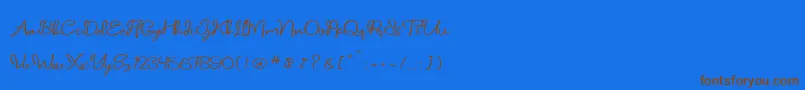 daniella script Font – Brown Fonts on Blue Background