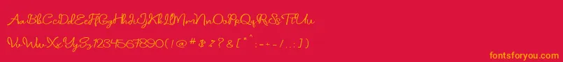 daniella script Font – Orange Fonts on Red Background