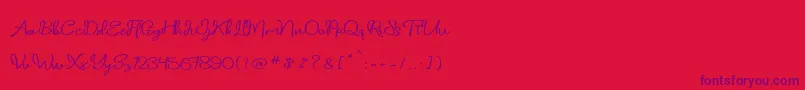 daniella script Font – Purple Fonts on Red Background