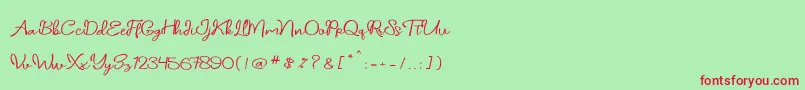 daniella script Font – Red Fonts on Green Background
