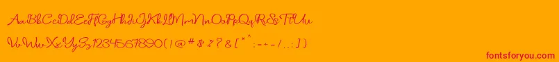 Police daniella script – polices rouges sur fond orange