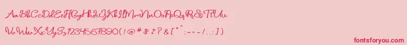 フォントdaniella script – ピンクの背景に赤い文字