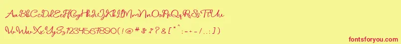 フォントdaniella script – 赤い文字の黄色い背景