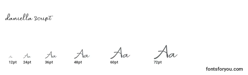 Размеры шрифта Daniella script