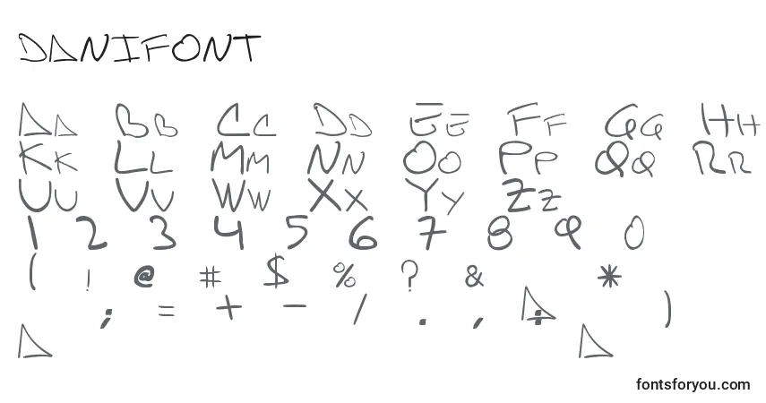A fonte Danifont (124468) – alfabeto, números, caracteres especiais