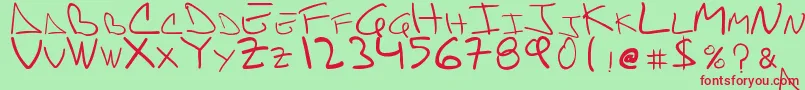 Fonte danifont – fontes vermelhas em um fundo verde