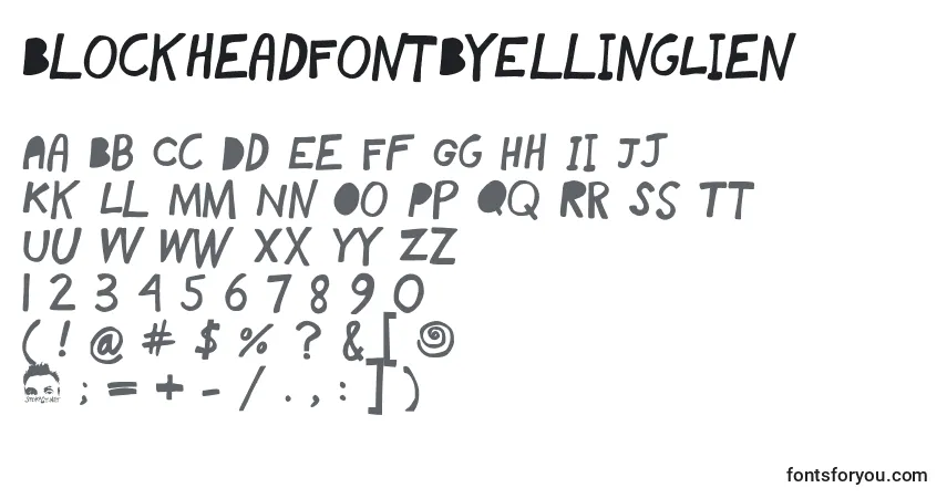 A fonte BlockheadFontByEllingLien – alfabeto, números, caracteres especiais