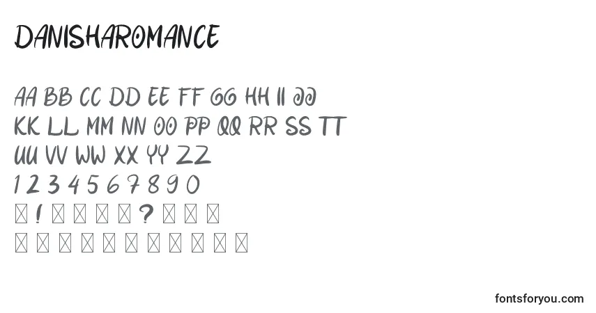 DanishaRomance Font – alphabet, numbers, special characters