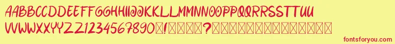DanishaRomance Font – Red Fonts on Yellow Background