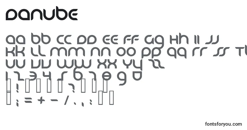 Czcionka DANUBE   (124474) – alfabet, cyfry, specjalne znaki
