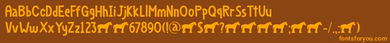 フォントDapplegrim DEMO – オレンジ色の文字が茶色の背景にあります。