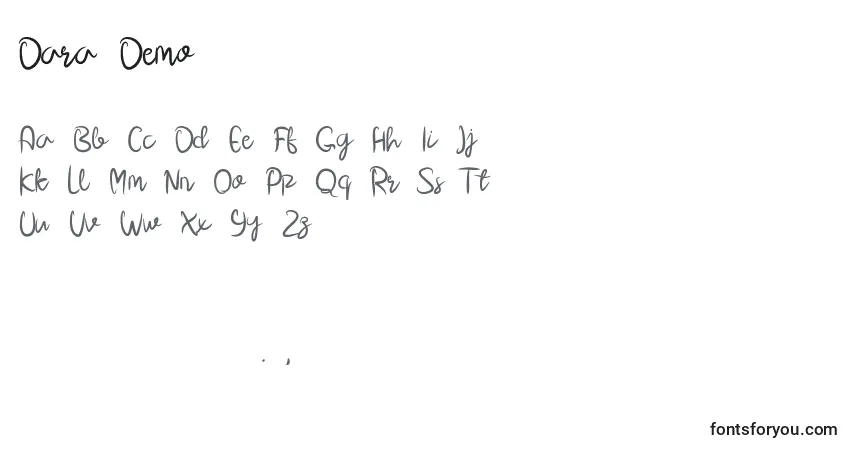 Czcionka Dara Demo – alfabet, cyfry, specjalne znaki