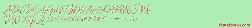 Darcey Oliver Font – Red Fonts on Green Background