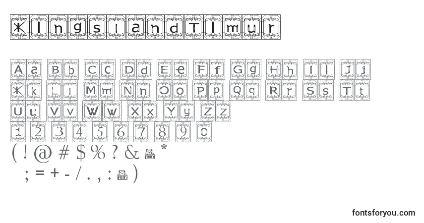 A fonte KingslandTimur – alfabeto, números, caracteres especiais