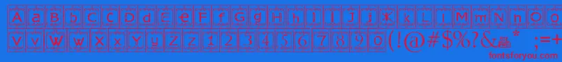 KingslandTimur Font – Red Fonts on Blue Background