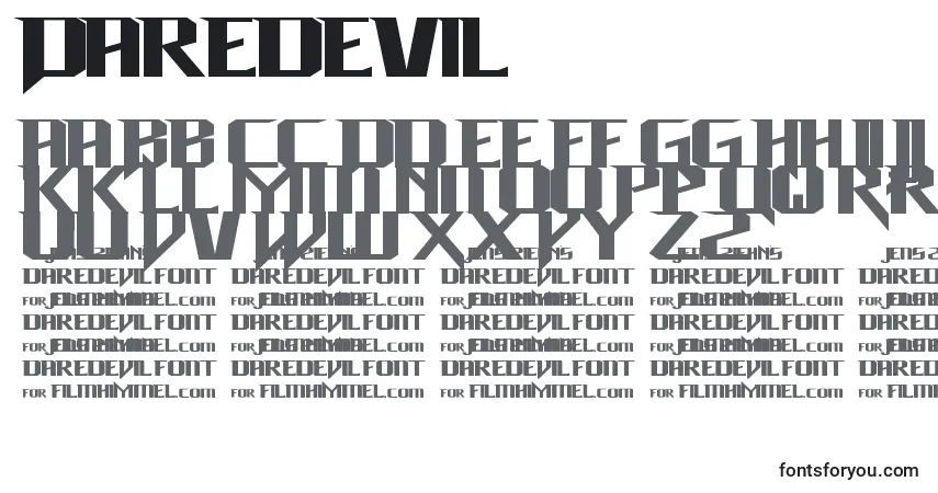 A fonte Daredevil (124481) – alfabeto, números, caracteres especiais