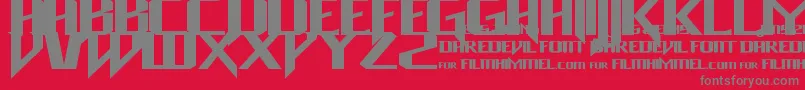 Weitere Informationen zur Daredevil-Schriftart Daredevil-Schriftart – Graue Schriften auf rotem Hintergrund