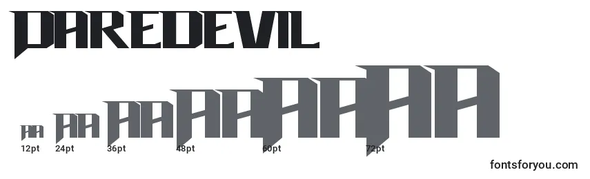 Größen der Schriftart Daredevil (124481)