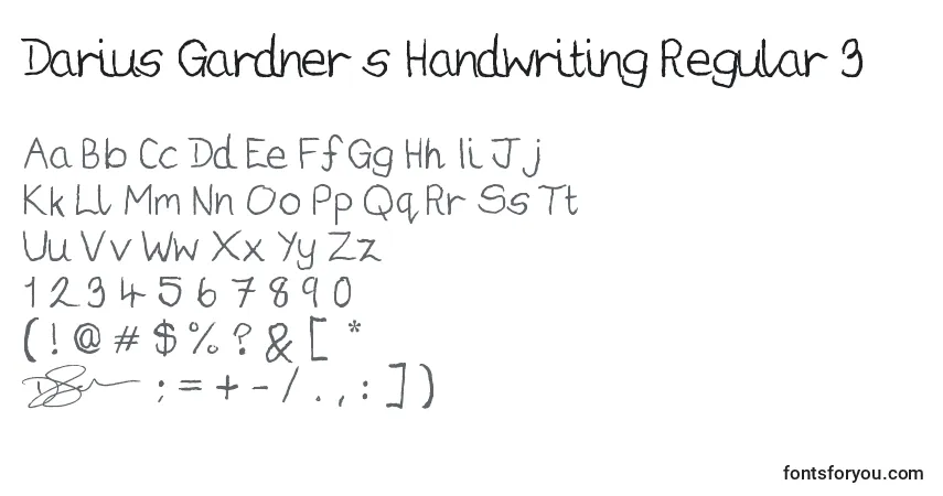 Schriftart Darius Gardner s Handwriting Regular 3 – Alphabet, Zahlen, spezielle Symbole