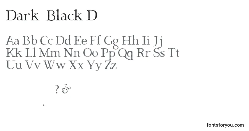 A fonte Dark  Black D – alfabeto, números, caracteres especiais