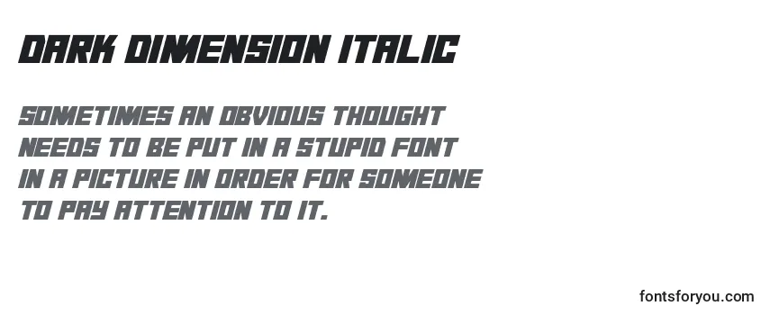 Przegląd czcionki Dark Dimension Italic