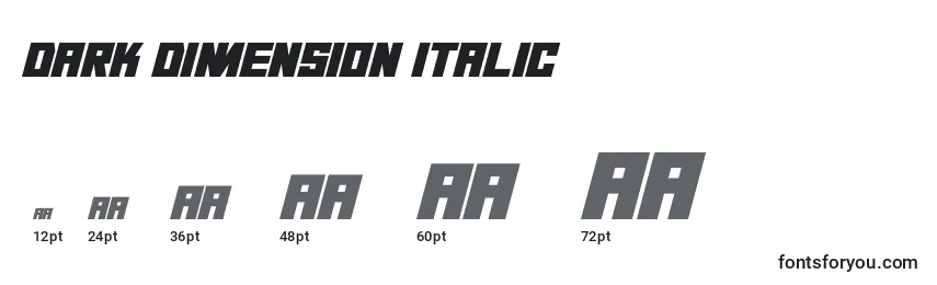 Размеры шрифта Dark Dimension Italic (124485)