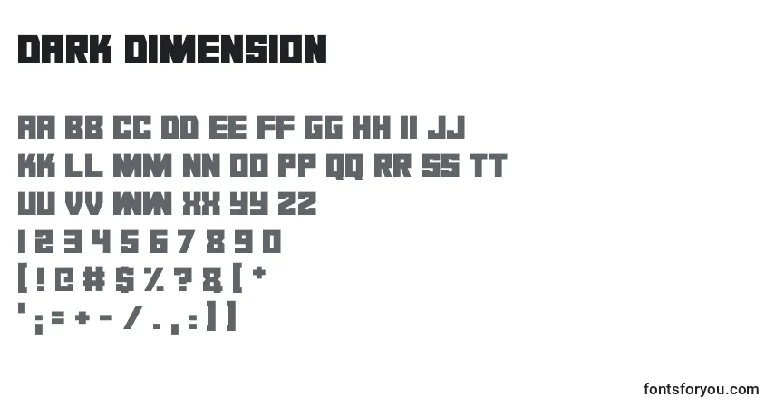 A fonte Dark Dimension (124487) – alfabeto, números, caracteres especiais