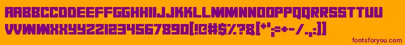 Dark Dimension-Schriftart – Violette Schriften auf orangefarbenem Hintergrund