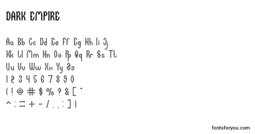 Schriftart DARK EMPIRE – Alphabet, Zahlen, spezielle Symbole