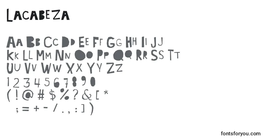 A fonte Lacabeza – alfabeto, números, caracteres especiais