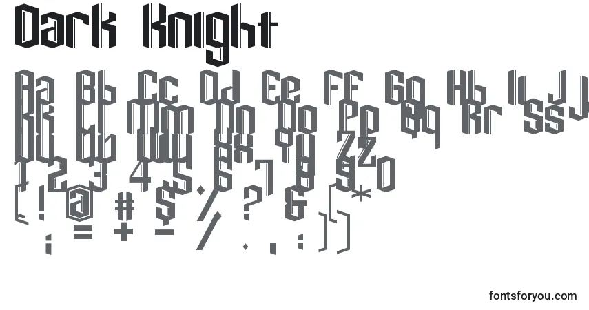 Schriftart Dark Knight – Alphabet, Zahlen, spezielle Symbole