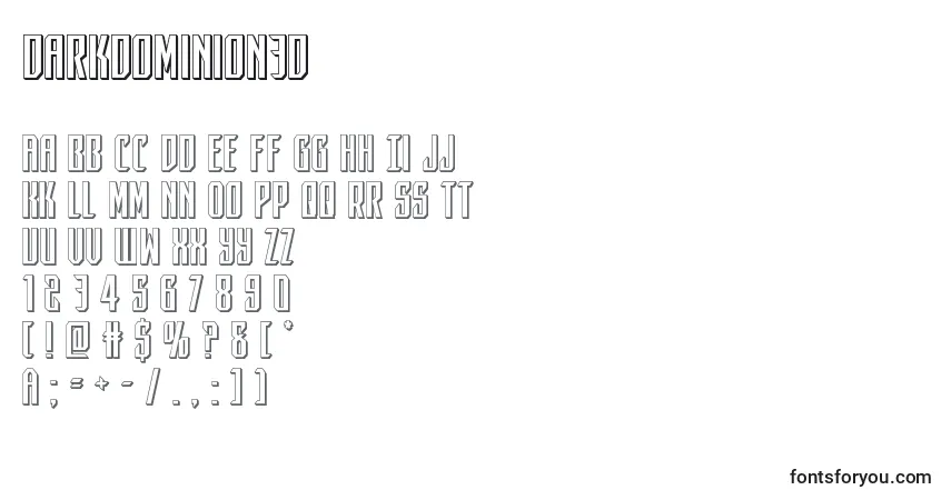 Czcionka Darkdominion3d – alfabet, cyfry, specjalne znaki