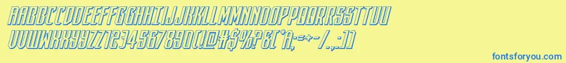 フォントdarkdominion3dital – 青い文字が黄色の背景にあります。