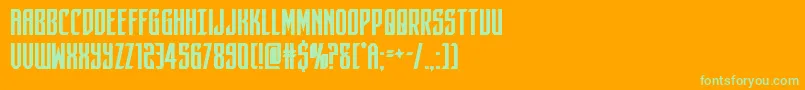 darkdominionbold-Schriftart – Grüne Schriften auf orangefarbenem Hintergrund