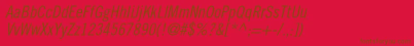 TradegothicltstdCn18obl Font – Brown Fonts on Red Background
